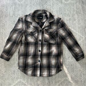 Fashion Nova Fall Autumnal Brown Black Plaid Flannel Shacket Shirt Jacket Size S